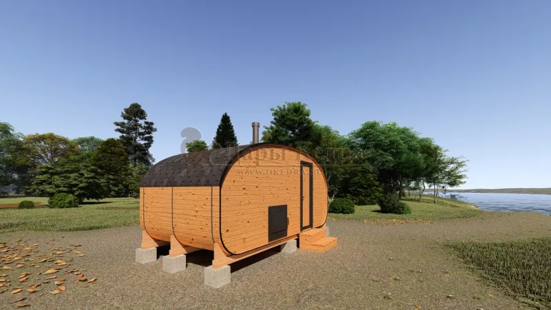 Баня-бочка «Гипоид» из кедра 5х2,2 метра (вариант 1)