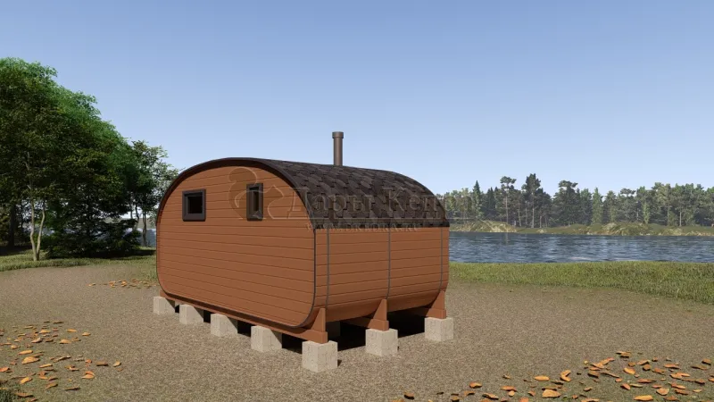 Баня-бочка «Гипоид» из кедра 5х2,2 метра (вариант 2)