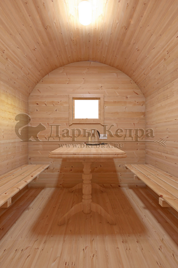 Баня-бочка буханка из кедра с боковым входом (все размеры)